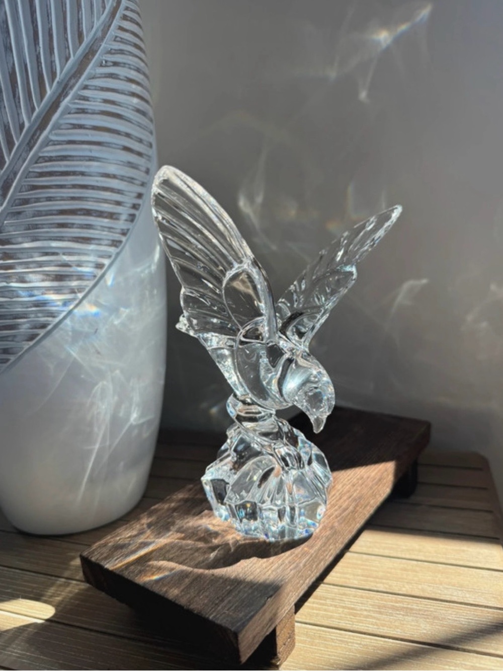 Vintage Val St Lambert De Sorss Signed Crystal Eagle Figurine